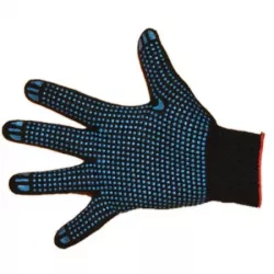 перчатки 6-ниточные с ПВХ (точка) черные